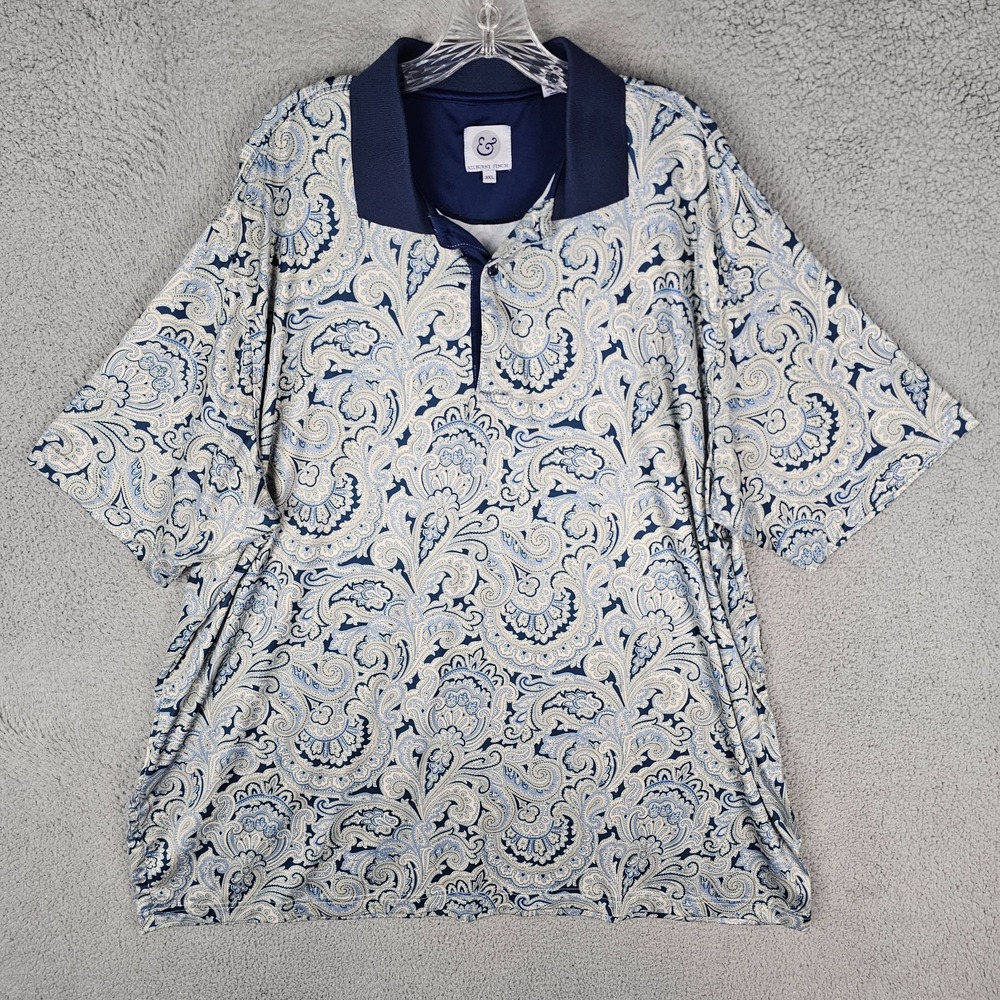 Kilburne & Finch Polo Shirt Mens 3XL‎ Paisley Print Short Sleeve Performance